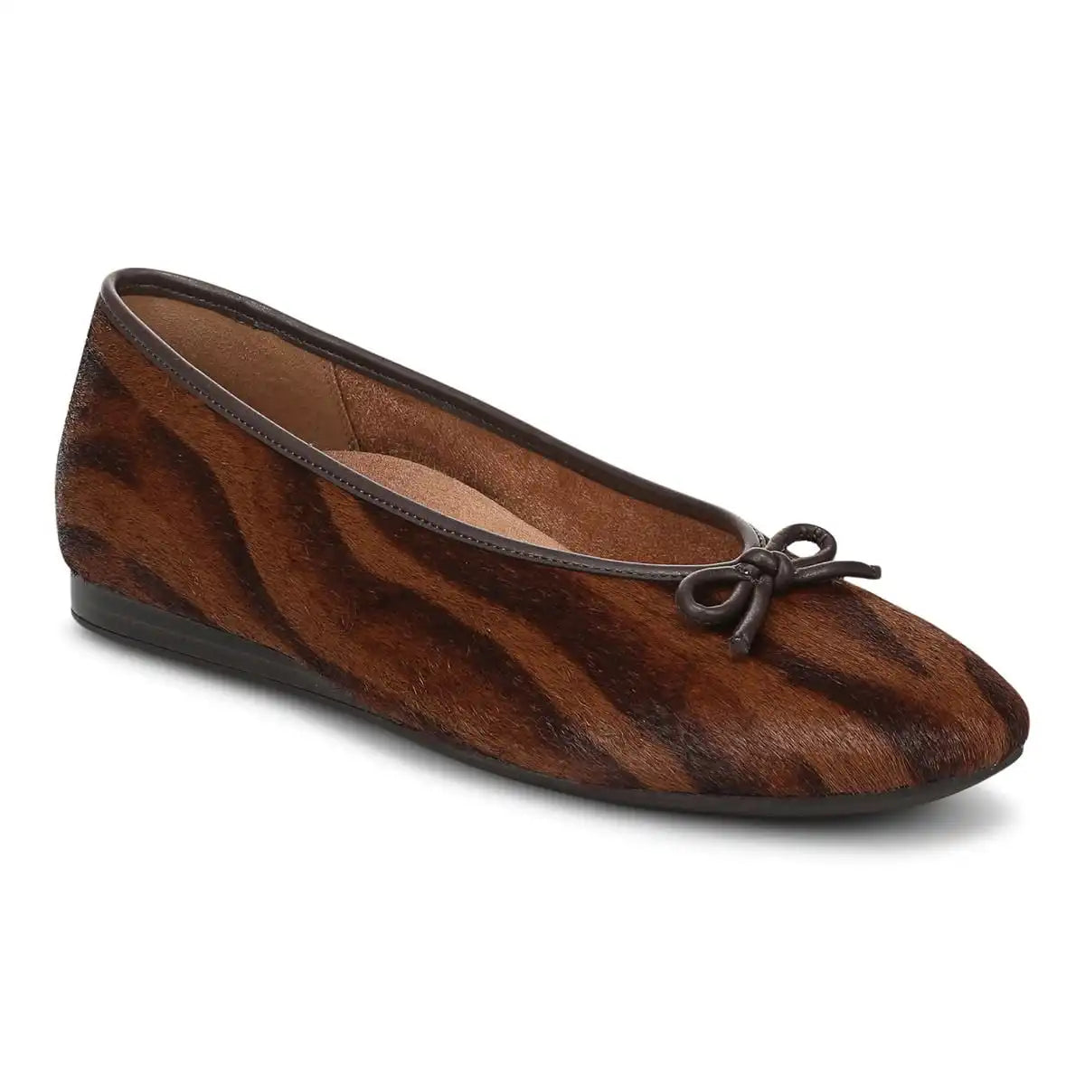 Larissa Wedge Flat Brown Multi Haircalf
