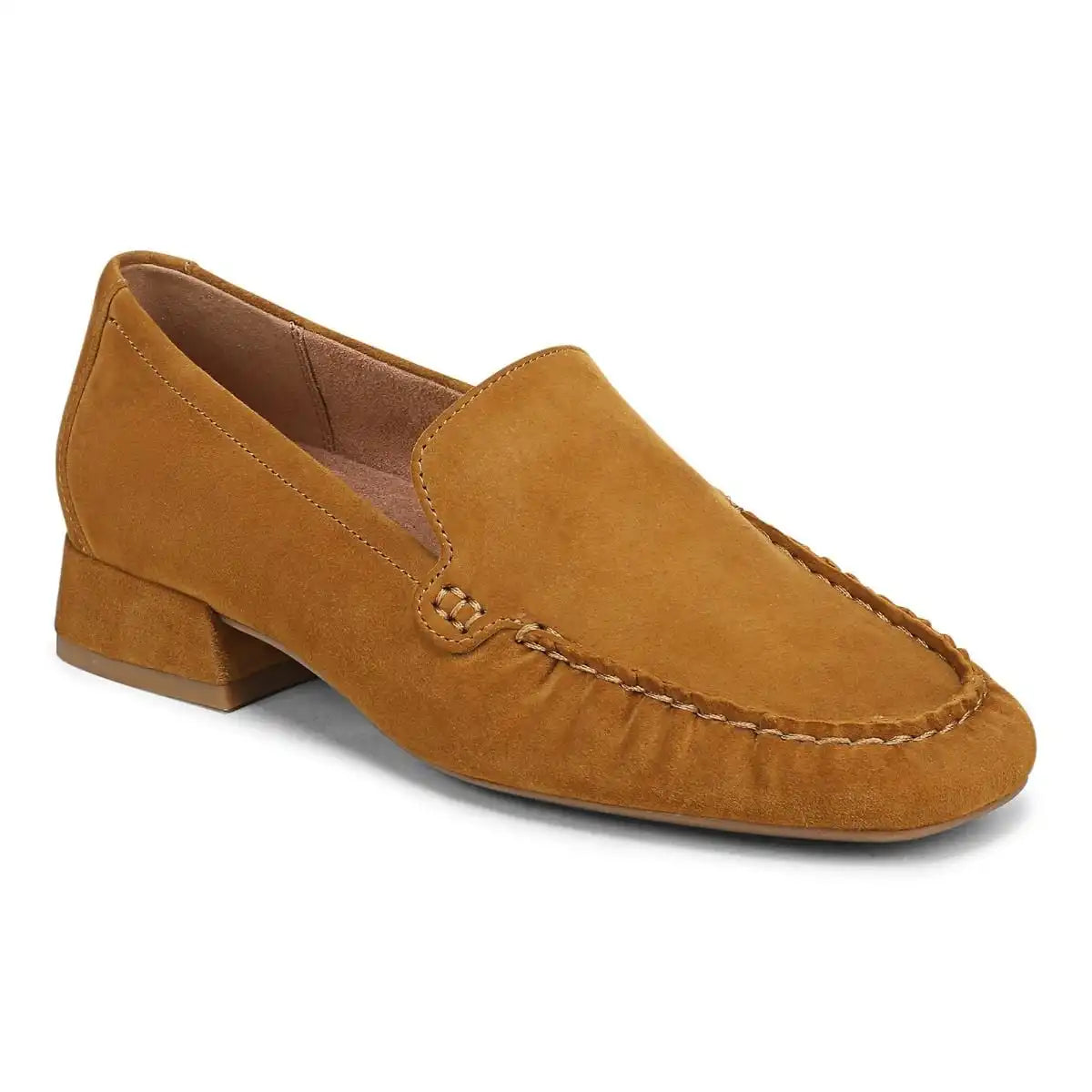 Pilar Heeled Loafer Golden Brown Suede